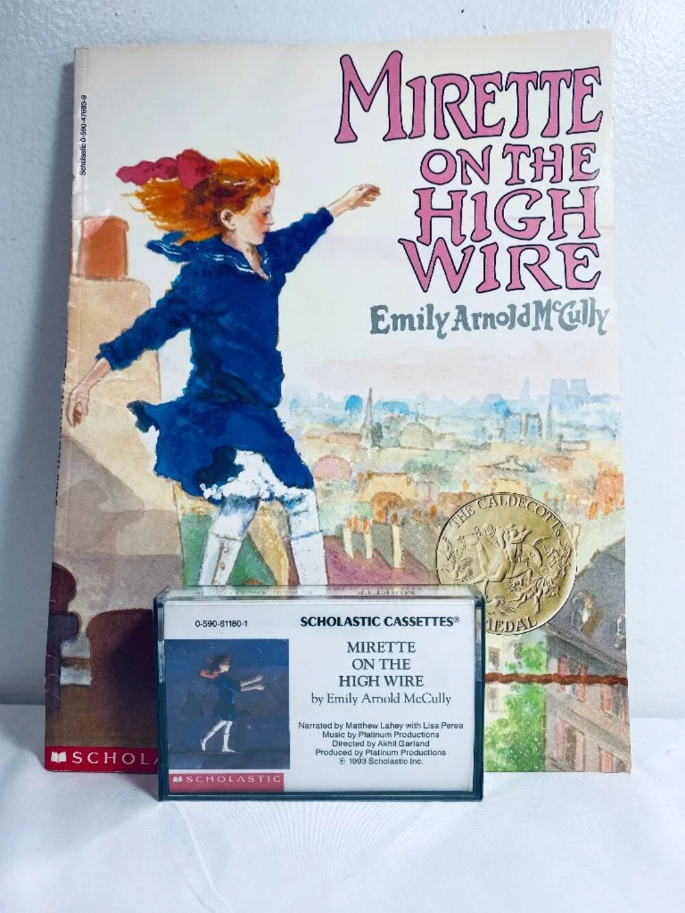 2 Pcs  Scholastic Mirette on the High Wire SC Book + Sealed Cassette